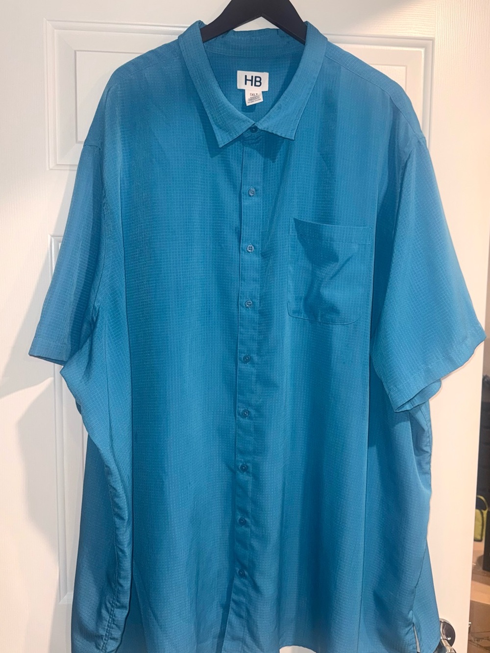 Harbor Bay Short-Sleeve Button-Down Shirt in Teal Blue